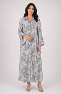 Riviera Lavender Grey cotton jalabeya with piping